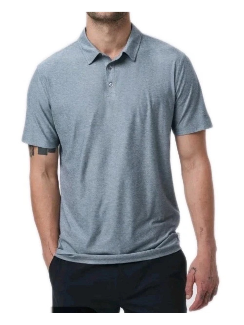 Vuori Heathered Light Blue Polo Shirt